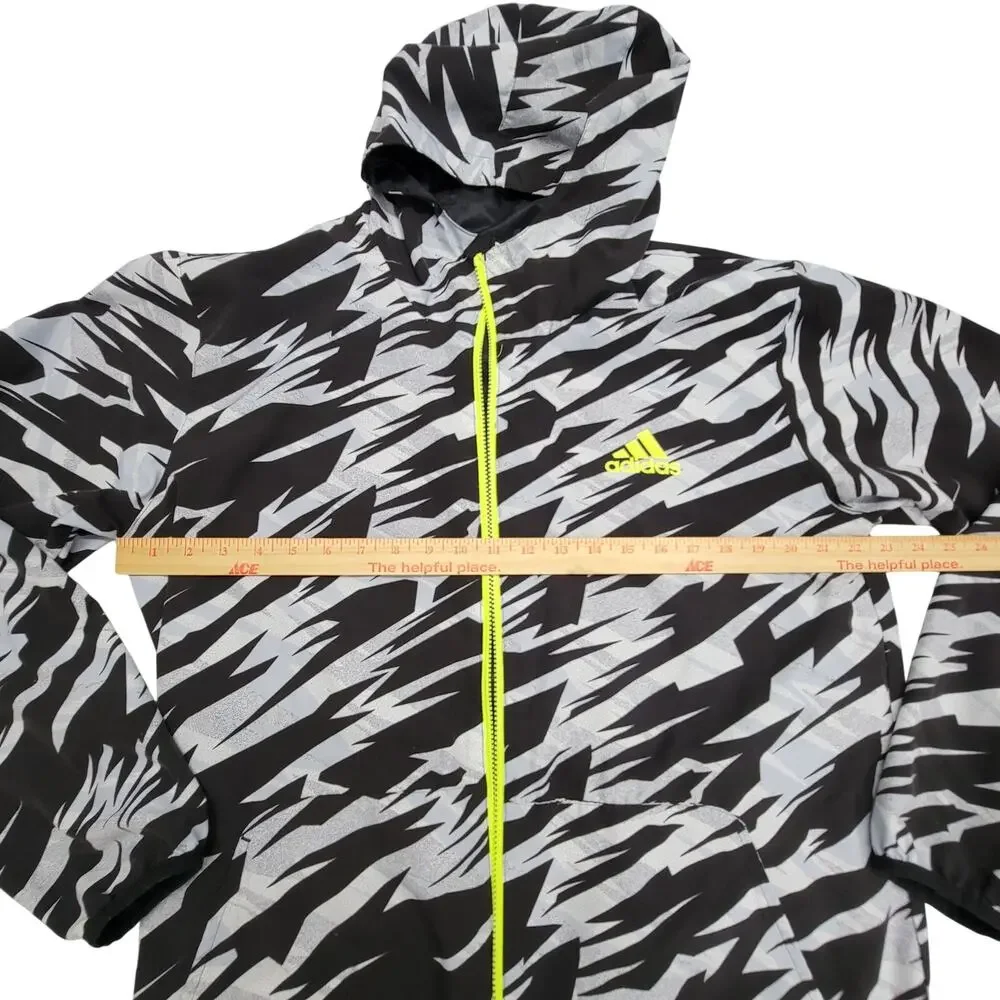 Adidas Reversible Windbreaker Jacket Black Zebra Print Neon Green Zip Mens M L